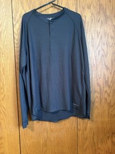 Realtree Thermal Henley Black XL Men's Long Sleeve Crew Neck T-Shirt