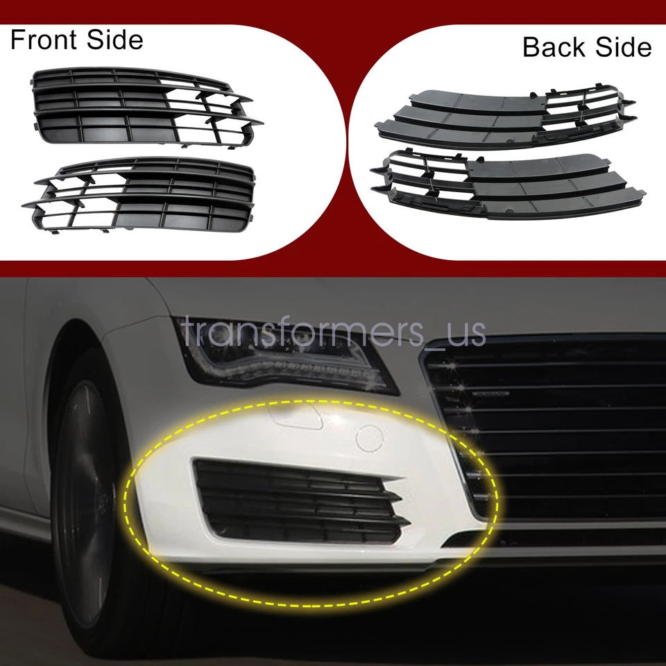 Par de molduras de rejilla de faros antiniebla para parachoques delantero para Audi A7 2011 2012 2013 2014 EE. UU. Foto 2 de 4