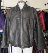Vintage Eddie Bauer Leather Bomber Jacket Distressed Men Size Xl Heavy