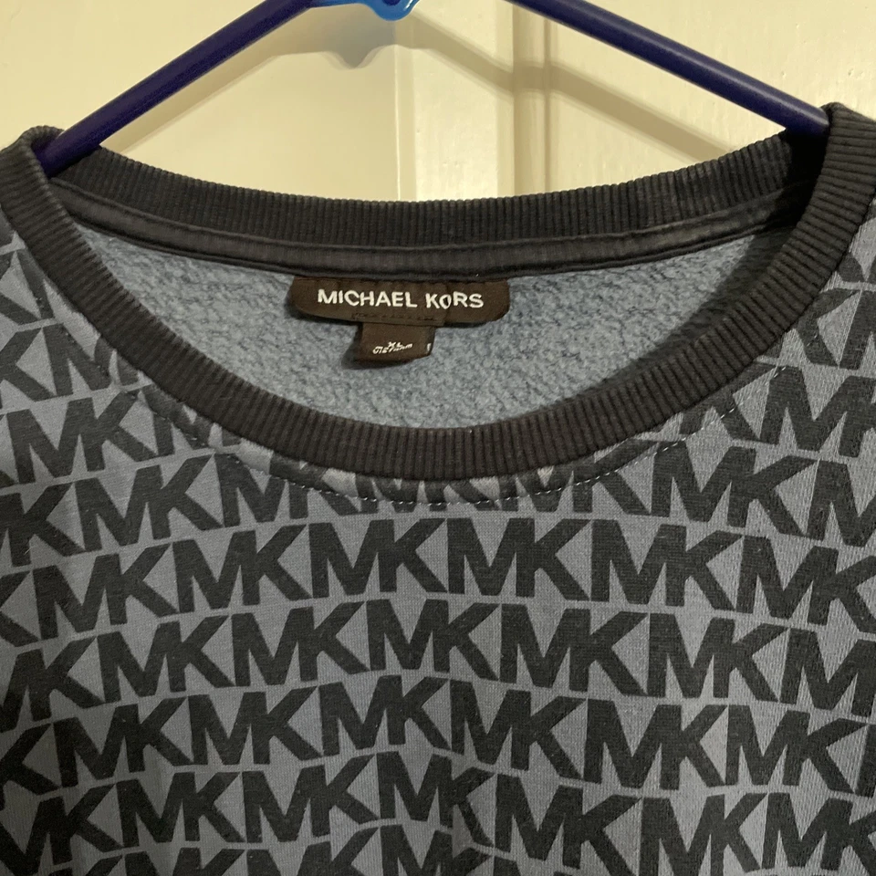 Sudadera Michael Kors Para Hombre XL Estampado de Logotipo Cuello Redondo AZUL MARINO/AZUL Foto 4 de 4
