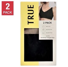 True  Co Women  s Wirefree Bra 2 Pack Black/Nude Sz XL New