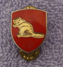 Vintage Military G-23 Made In The USA Shield Lapel Pin With A Beaver