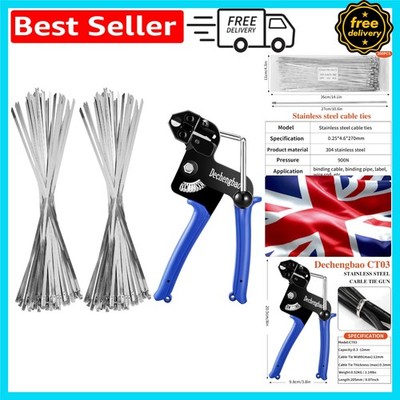 Robuste Metall Tie Wrap Gun mit 200 Stück 304 Edelstahl Reißverschluss Krawatten-CT03 Kit