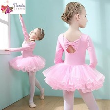 Girl Ballet Dress Skirt Costume Leotard for Gymnastics Dance Clothes Long Sleeve