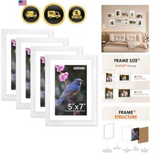 5x7 Picture Frame Bulk-4 Pack, Photo Frame with HD Plexiglass, Display Pictur...