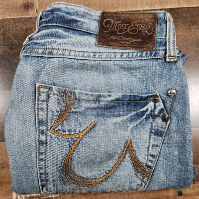 Vintage Mark Ecko Jeans Mens 33x30 Blue Y2K No 72 Times Square Regular Cut Skull