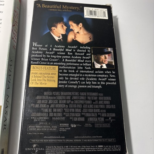 A Beautiful Mind By Sylvia Nasar 2001 Book Paperback W Russell Crowe VHS Bundle! - Picture 11 of 22