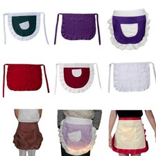 Women Cute Ruffled Trim Short Apron Sweet Style Adjustable Waistband Half Apron