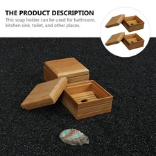 2 Pcs Bamboo Soap Dish Travel Case with Lid Holder Box for Bathroom
