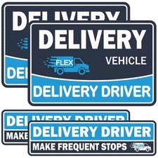 4 Pack Heavy Duty Flex Delivery Driver Car Magnets, Reflective Caution Freque...