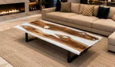Luxus Live Edge Holz Epoxid Couchtisch Weiß ...