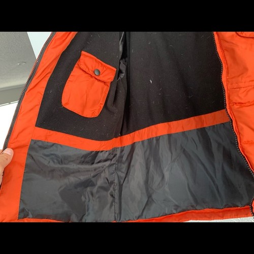 CHAMPION YOUTH LARGE HEAVY WINTER PUFFER JACKET ORANGE & GRAY - Picture 8 of 9
