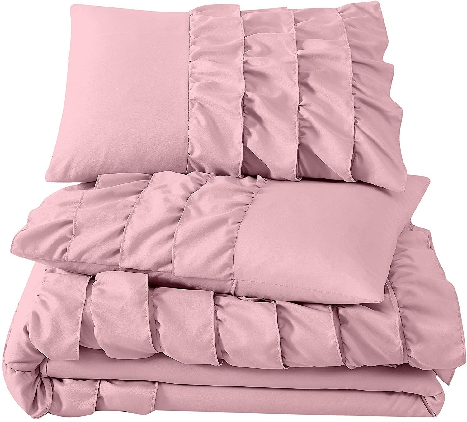 Chezmoi Collection Ella Shabby Chic Bedding Set Waterfall Ruffled