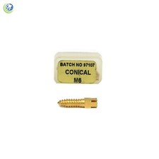 Dental Gold Plated Screw Posts Conical Cross Head Refill Size Medium 6 M6 12/Box