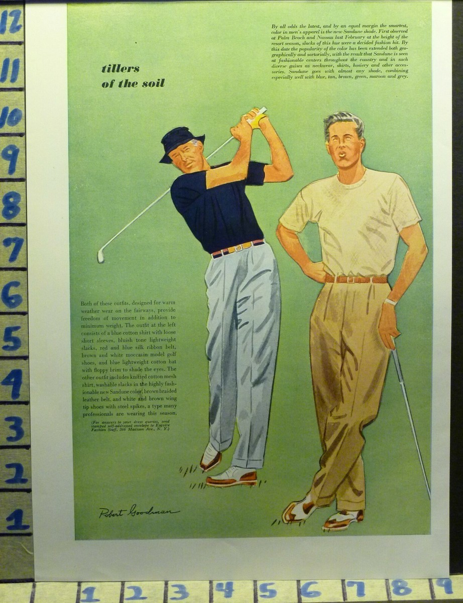 1940 GOLF BALL CLUB FASHION OUTFIT GOODANSON ART GAME SPORT