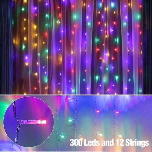 AU 3M*3M Solar Power Curtain Lights Fairy String Xmas Party Outdoor Garden Lamp - Picture 41 of 50