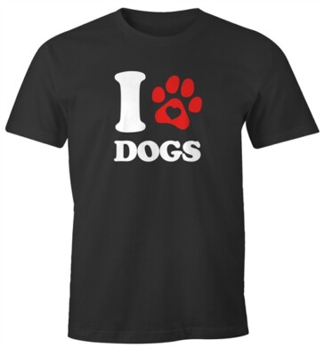 Herren T-Shirt I love Dogs lustiges Hunde Motiv Hundepfote Abdruck Gassi Shirt