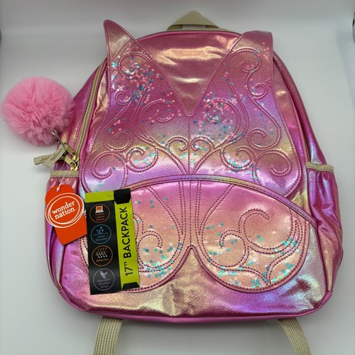 Wonder Nation 17" Fairy Flutter Tickled Pink Backpack Kids Girls School Work NEW