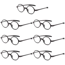 7PK Mens Unisex Round Frame Reading Glasses Clear Lens Readers for Small Faces