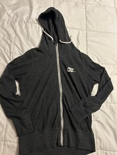Vintage 90s Women  s Nike Windbreaker Zip Up Jacket Gray Medium Blue Tag Swoosh