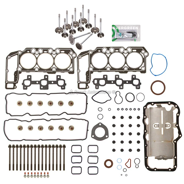 Juego completo de juntas válvulas de escape de admisión para Dodge Chrysler Jeep 05-10 3,7 L SOHC Foto 2 de 4