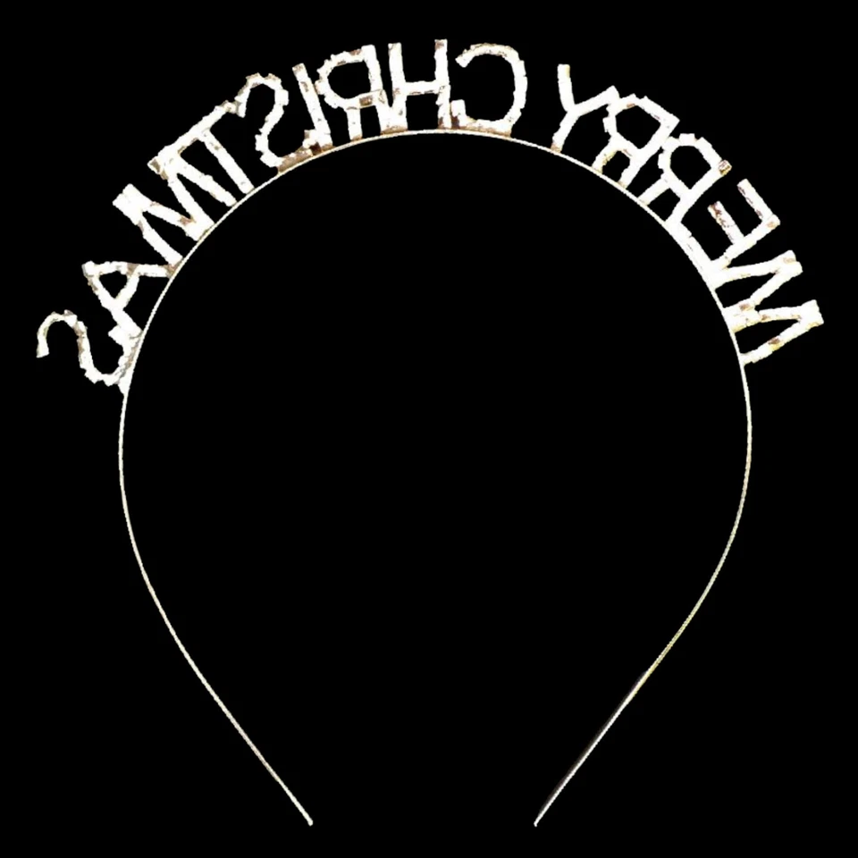 TIARA "FELIZ NAVIDAD" / MARCO DORADO / PIEDRAS SINTÉTICAS ROJO RUBÍ Y VERDE ESMERALDA Foto 3 de 4