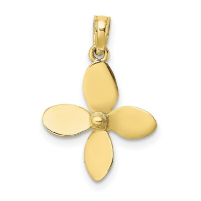 Echt 10kt Gelbgold 3-D mit 4 Klingen Propeller Charm