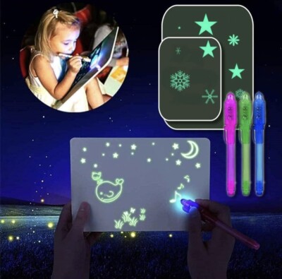 Licht bestbeans Zauber Set: 2 x Tafel (A3&A5) + 3 x Geheimstift mit UV Lampe
