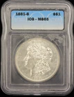 1881-S Silver Morgan Dollar ICG MS65 Graded Nice Coin