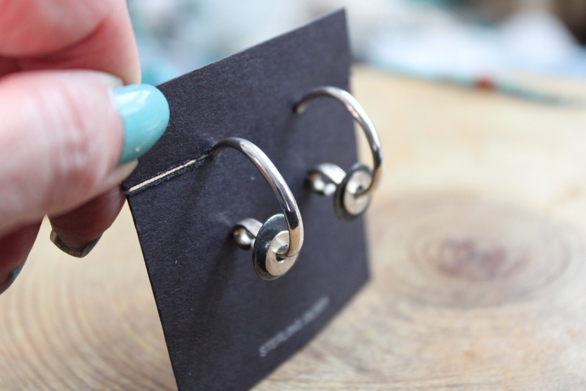 SILPADA P1633 Sterling Silver Half Hoop Earrings w Oxidized