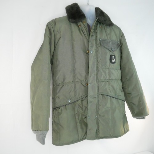 VTG Refrigiwear Green Jacket Coat Iron Tuff Wear Mens Medium Zipper With Hood - Picture 2 of 11
