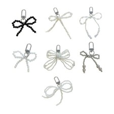 Fashion Bowknot Keychain Beaded Cellphone Charm Phone Chain Keyring Accessory