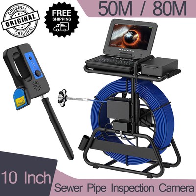 10 Inch 50/80M 512HZ Locator 7mm Cable Sewer Pipe Inspection Camera DE USB Port