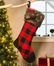 Glitzhome 21" L Buffalo Plaid Stocking. NEW
