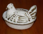 Vintage Westmoreland Decorated Milk Glass Nesting Hen ~ Hen on the Nest