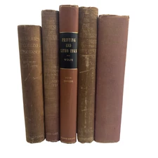 Antique Vintage Books Lot Of 5 Worn Red Pink Gold Prop Shelf Display Decor Stack