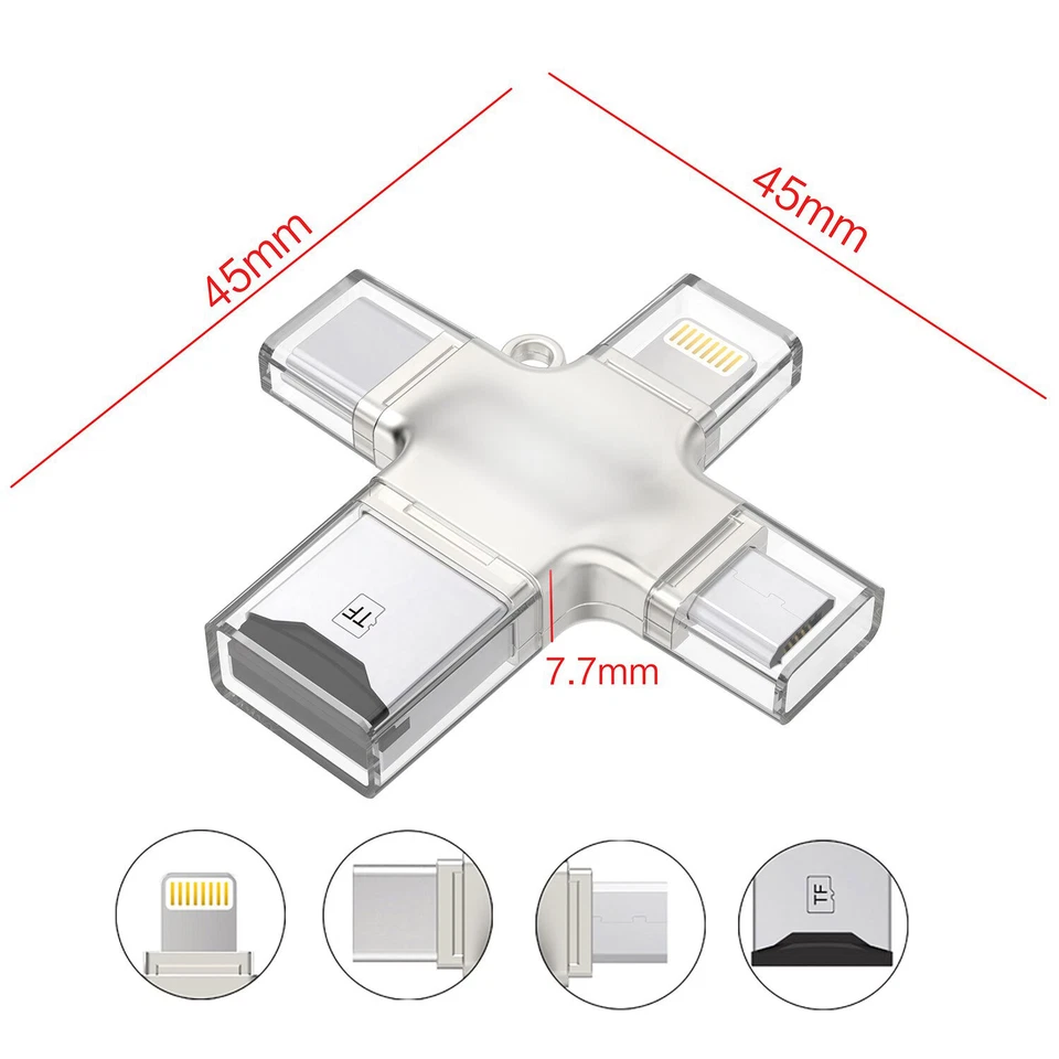 USB 3.0 Micro TF Card Reader Adapter Flash Drive Type-C OTG For iPhone Android - Image 2 of 4