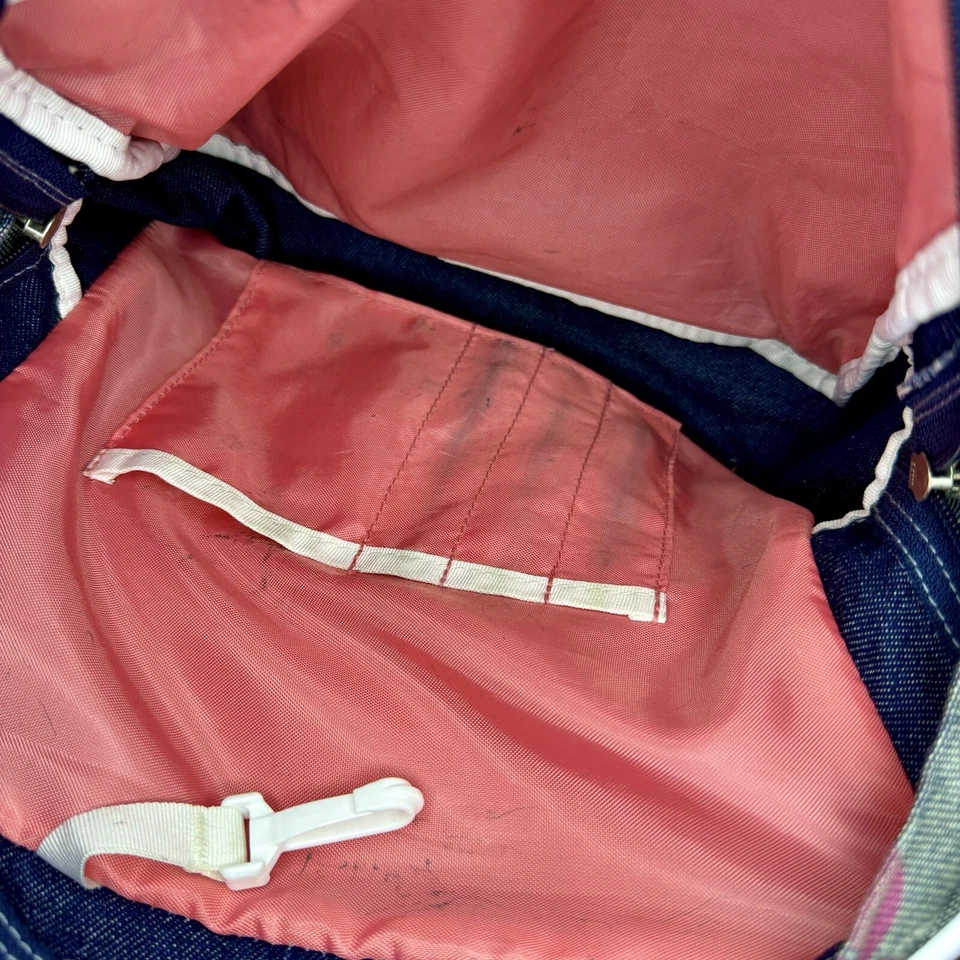 Parte inferior de gamuza escolar vintage de mezclilla floral azul rosa trasero original de Jansport Foto 4 de 4