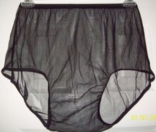 SEAMLESS 1 Layer Black SHEER NYLON PANTIES Waistband Stretch 26-42" Med - L  