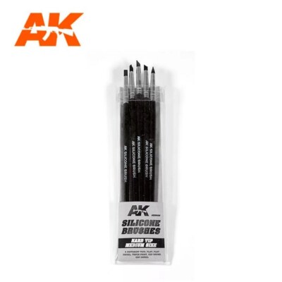 AK Interactive AK9088 - Set Of 5 Silicone Brushes Hard Tip Medium - Neu