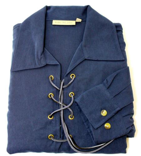 Deluxe Jacobite Jacobean Ghillie Shirt Navy Blue. Own Brand. Extra Small to 4XL - 第 1/1 張圖片