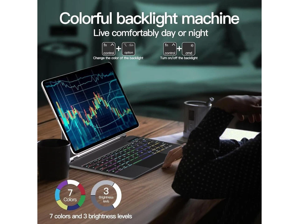 Magic Keyboard Case for iPad Air 11 M3 M2 iPad Pro 11 iPad Air 5 Air 4 10.9 inch - Image 3 of 4