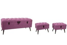 CASSAPANCA SET 3 PEZZI  BAULE POUF CONTENITORE POGGIAPIEDI A FORMA DI VALIGIA