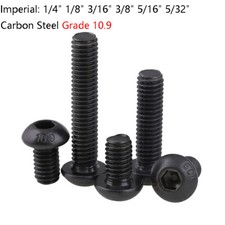 1/4" to 5/32" BSW Button Head Hex Socket Cap Screws Black Allen Bolts Grade 10.9