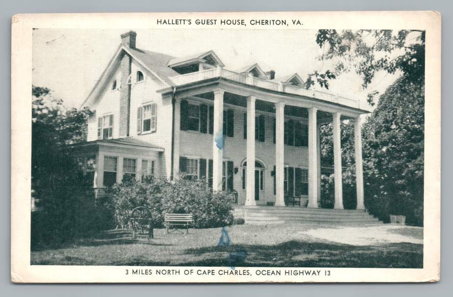 Hallett's Guest House CHERITON Virginia Vintage Postcard 1946 eBay