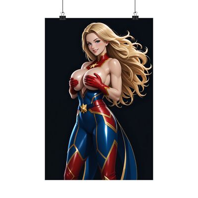 Captain Marvel Poster   Marvel Heroine Art, High-Quality 300 DPI Wall Decor