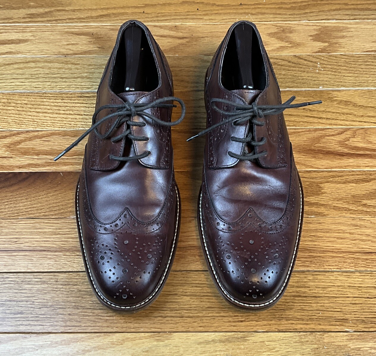 SAOLA Scarpe Oxford eleganti da uomo in pelle marrone con lacci Joseph Abboud taglia 10 EXC