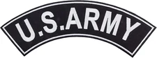 U.S Army White on Black Iron on Sew on Top Rocker Large Back Patch for Jacket Ve