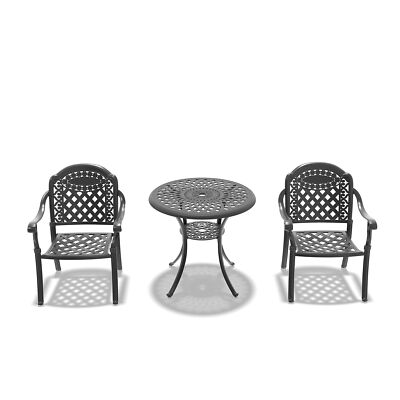 3 Pieces Outdoor Patio Bistro Dining Set 30.7''Round Table Chairs W/Umbrella Hole