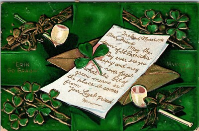 Erin Go Bragh, Letter From Ireland Embossed c1910 Vintage Postcard U73